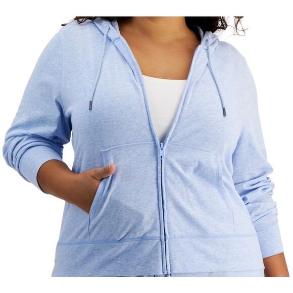 ID Ideology Plus Size Full-Zip Hooded Jacket, Created for Macy's - Faded Blue He - Picture 1 of 3
